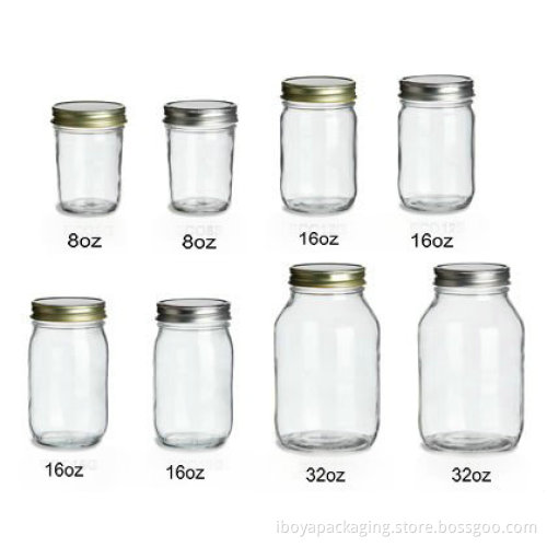 1oz-16oz Mason Jars/ Glass Jars with Metal Caps, Glass Bottle